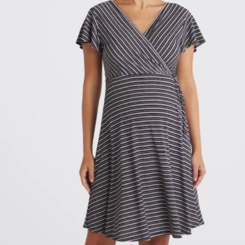 Kaileigh Maternity Striped Black and White Women's Dress Size L